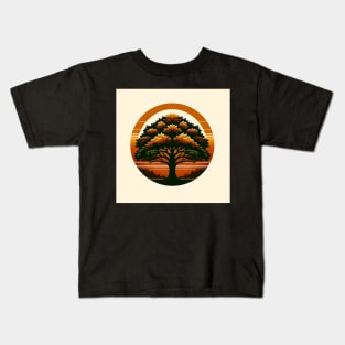 Harvest Circle: The Oak of Autumn Sunsets Kids T-Shirt